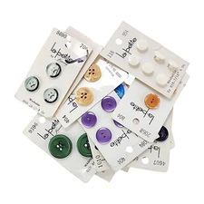 La Petite Round 2 & 4-Hole Shank Plastic Sewing Buttons On Cards, 48 pcs Vintage