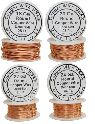  Copper Wire, Dead Soft for Jewelry Making 18,20,22, and 24Ga 25 Ft Spool Each