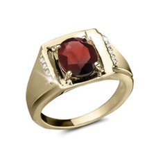 Nat&uuml;rlich Granat Edelstein Mit Vergoldet 925 Sterlingsilber Ring f&uuml;r Herren #859