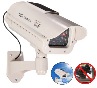 CLIXDE 1 Große Solar Dummy Kamera Attrappe mit Objektiv mit blinkender LED hochwertig