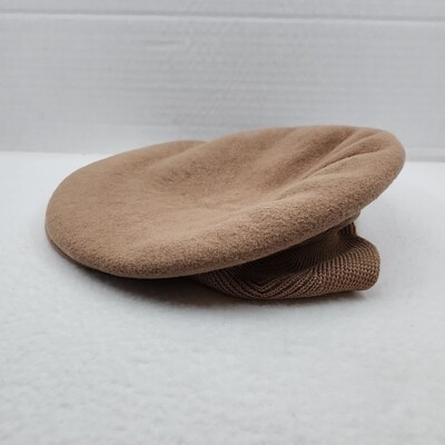 Kangol 504 Newsboy Cap Cabbie Hat 100%  Wool Tan Earlap Made in England Medium