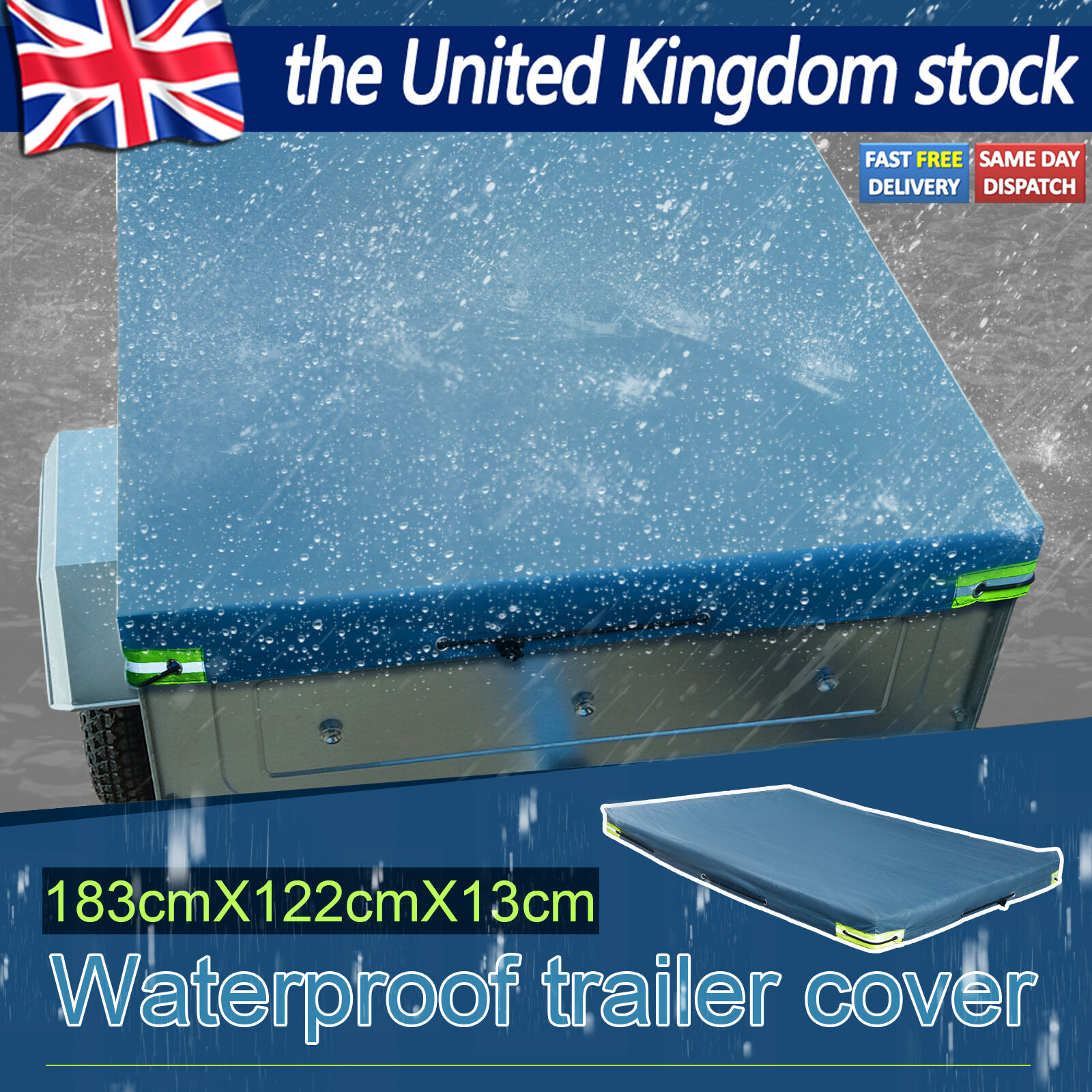 6ft x4ft Waterproof Heavy Duty Trailer Cover Travel Camper Car Body