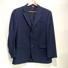 Ralph Lauren pure new wool sport coat blazer muted blue plaid accademia men 42