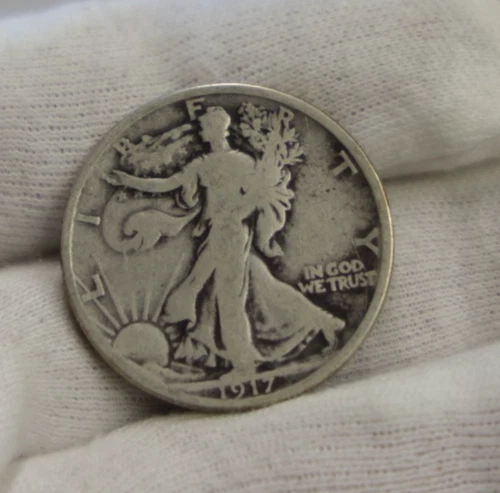 1917 S US Walking Liberty Half 50c VG+ (Cleaned)