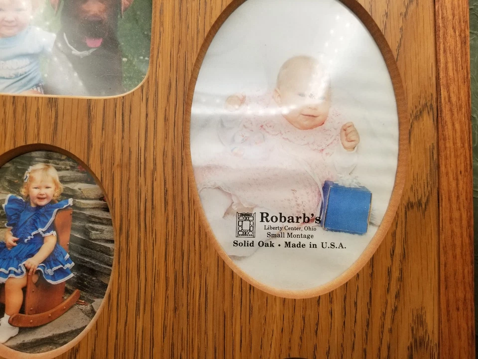 Marco de fotos vintage años 80 Robarb's Memories pequeño montaje roble macizo hecho en EE. UU. Foto 4 de 4