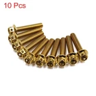 10pcs Gold Tone M6 x 30mm Motorcycle Titanium Alloy Hexagon Bolts Clips Screws