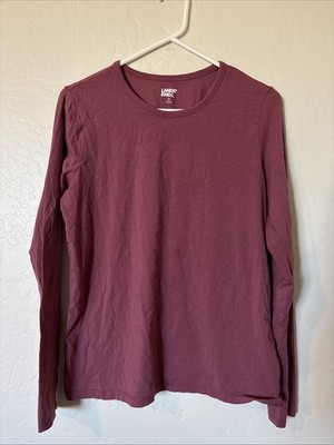 Lands End Womens Burgandy Pink Long Sleeve Size M 10/12 Modal Cotton Blend