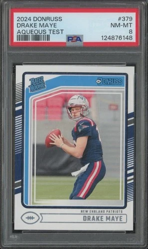 2024 Panini Donruss DRAKE MAYE #379 RC Rookie Aqueous Test SP PSA 8 JA832