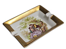 Posacenere Portacenere Limoges France Porcellana Oro Zecchino Scena Galante Raro