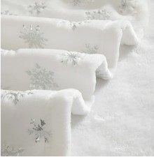 Ultra Plush Holiday Throw Blanket White with Silver Snowflakes 50x60