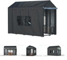 Outdoor Dog Kennel Cover Full Coverage Fleece Lined
