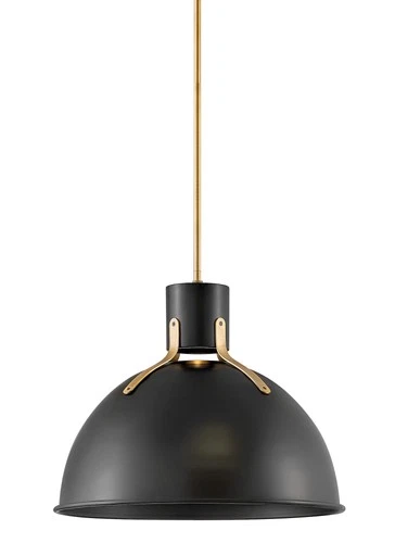 Hinkley Lighting 3483 Argo 1 Light 20"W Pendant - Satin Black / Lacquered Brass - Picture 1 of 12
