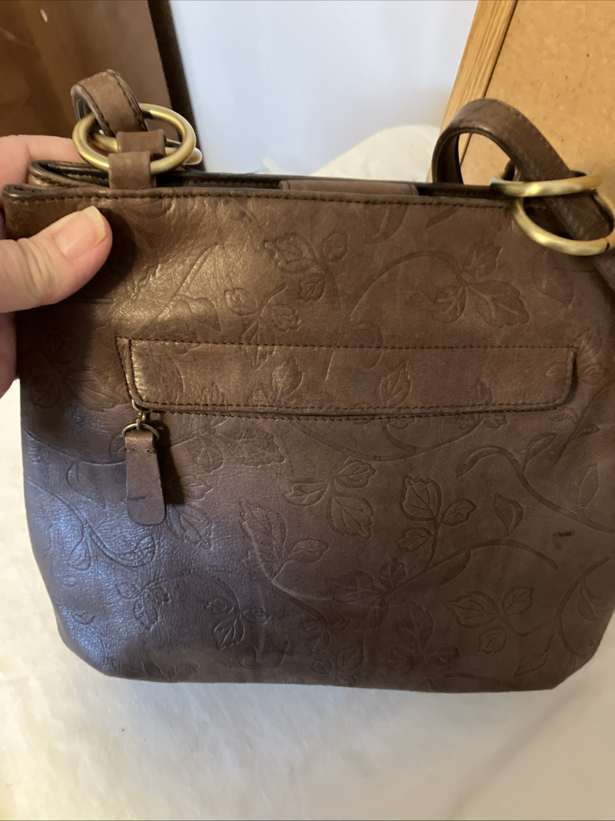 Relativity Brown Embossed Leather Double Shoulder… - image 8