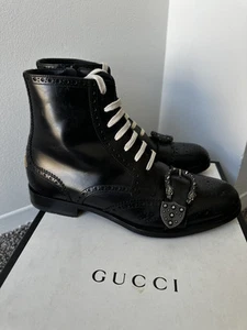 Bottes Gucci Queercore noires abeille à lacets boucle sangle taille EU 44 US 10