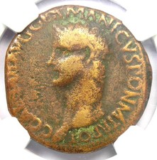 Caligula Gaius AE As Copper Roman Coin 37-41 AD - NGC Certified - Rare!