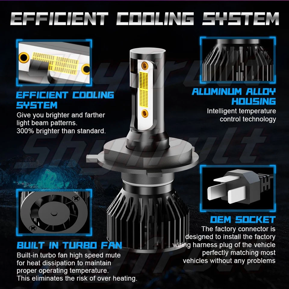 4PCS 4x6" LED Headlights DOT Hi/Lo Beam DRL Fit Oldsmobile Starfire 1987-1977 Foto 3 de 4