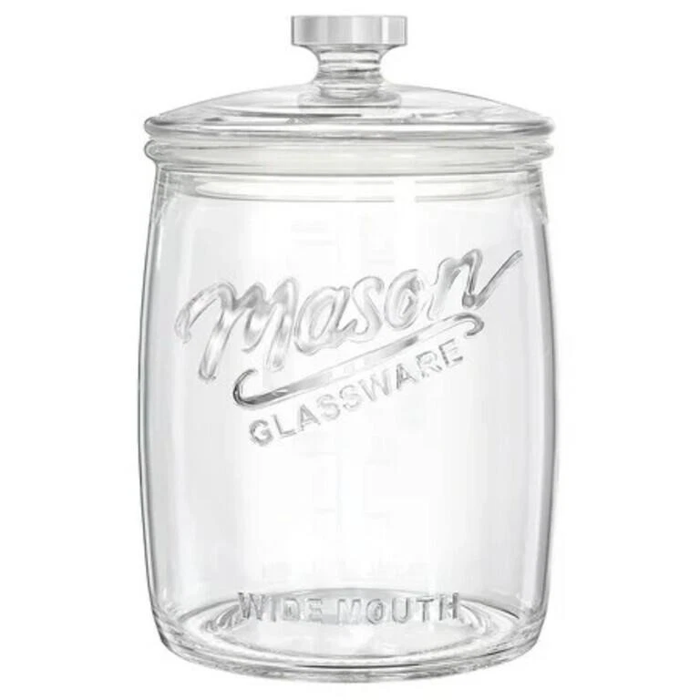 1 Gallon Glass Cookie Jar with Airtight Lid, Wide Mouth Mason Jar for Pantry ...