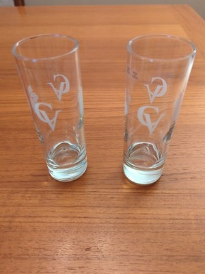 Courvoisier CV Etched Napoleon Cognac Glass Set of 2 Made in France 6''H  6 oz