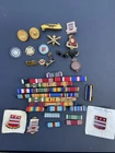 LOT Vintage Military Pins Bars Medals WWII Dog Tag ROTC NZ Harvard US Army LOOK