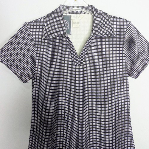 Express 90's Vintage Mini Plaid Pattern Short Sleeve Dress V-Neck Collared S - Picture 3 of 6