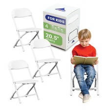 Kids Folding Chairs White Plastic 4 Pack Stackable Preschool Kindergarten Event
