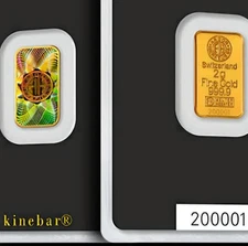 2 Gram Argor Heraeus Holographic Kinebar Gold Bar Assay SWISS Bullion Pure 24k