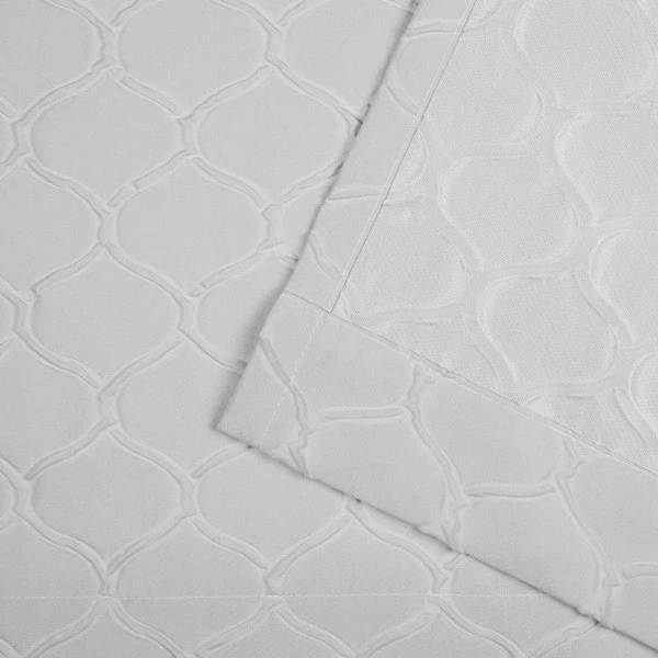 Usado en Excelente Condición 4 Paneles Nicole Miller Enrejado Matelasse ¡Pestaña Oculta Gris Paloma Transparente! Foto 4 de 4