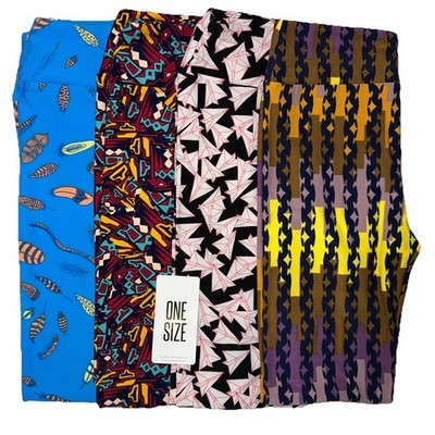 Lot of 4 Lularoe Leggings Womens OS One Size (sz 2-8) Colorful Buttery Soft NEW