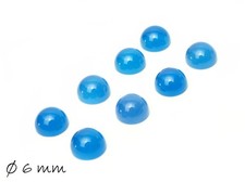 2 Stk. Blauer Achat Edelstein Cabochons zum Einkleben in Fassungen, Ø 6 mm