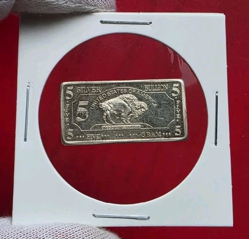 Buffalo 🐃  - 5 Gram .999 Fine Pure Silver Bullion Fractional Bar Ingot - Rare!