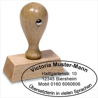 Stempel personalisiert Holzstempel mit Rahmen Oval 57 X 27 mm GSS Thommessen