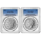 2pc Set - 2025 $1 Morgan and Peace Silver Dollar PCGS MS70 Blue Label