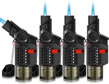 4 Pack Torch Lighter Mini Refillable Butane Lighters Utility Lighter Long Wand P