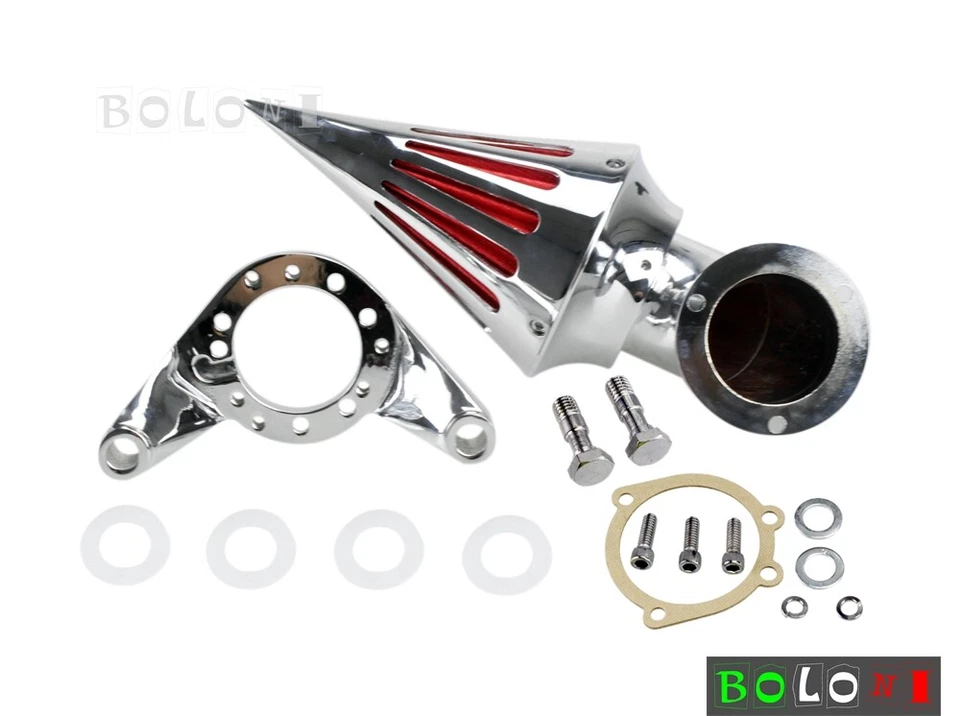 Filtro de admisión de filtro de aire de cono de espiga cromado para Harley Sportster Softail Touring Foto 2 de 4