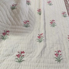 Indian Hand Block Print Quilt Jaipuri Razai Pure Cotton Quilt Bedspread Blanket