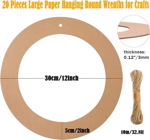 20 Pieces Large Hanging Round Wreaths 12Inch Cardboard Wreath Rings for DIY New - Picture 2 of 6