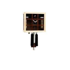 Modern Black Forest Brown Square Glass Pane Cuckoo Clock Case with White Hands