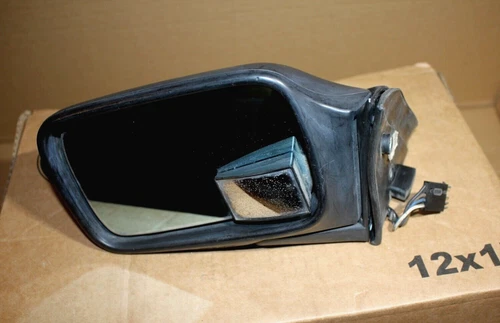 GENUINE BMW E12 E28 LEFT SIDE VIEW MIRROR ELECTRIC BLACK UNPAINTED 1984 OEM