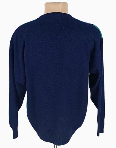 Vintage Pringle Sports Mens Navy Multicolor Wool Knit Sweater Pullover Size M - Picture 2 of 13