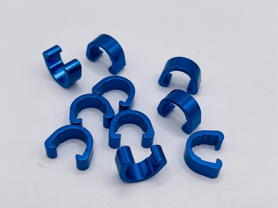 10 Pcs Blue Aluminum Alloy Bike Cable C-clips Brake Cable Housing Clip ...