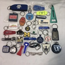 Lot of 30 Collectible Keychains Souvenirs Sports Advertising Gadgets Eclectic