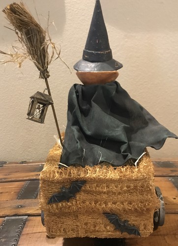 Bethany Lowe Halloween Witch in a Sponge Car w/Black Cat—retired - Picture 8 of 12