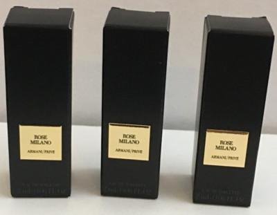 3 ROSE MILANO ARMANI PRIVE Eau De Toilette Spray Vial Sample .06 oz./2 ml Each