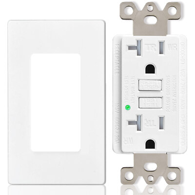 #ad 20A Amp GFCI Outlet GFI Receptacle Tamper Resistant TR WR with Decor Wall Plate $9.33