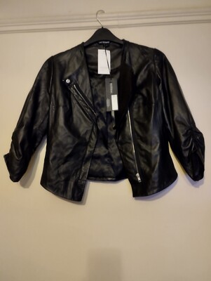 M S Autograph Ladies Real Leather Biker Jacket, Size UK