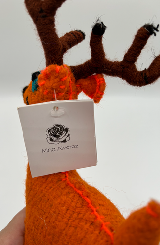 Mina Alvarez Artisan Made Orange Rentier/Reh Handarbeit Plüschfigur Mexiko - Bild 8 von 16