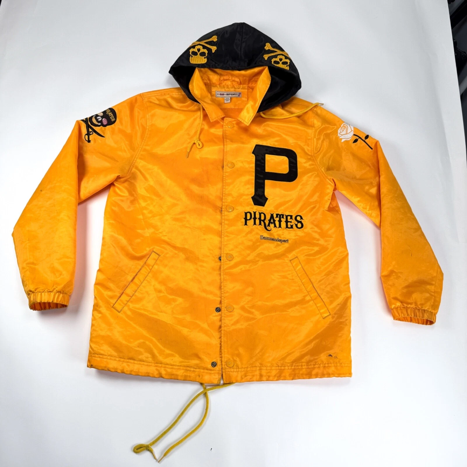 COACH Giacca a vento Pittsburg Pirates Sd Sport giallo nero allenatori cappuccio a scatto XL