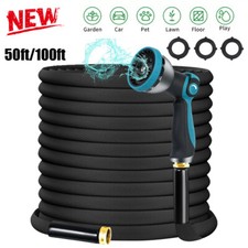 Garden Hose 50ft 100ft Non-Expanding Water Hose Ultra Lightweight with Nozzle