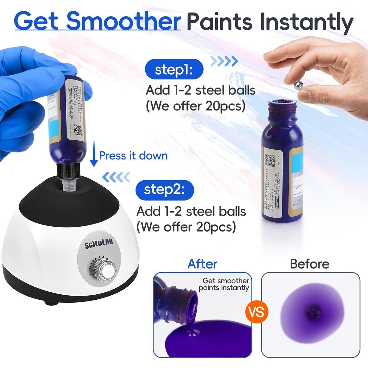 Vortex Mixer 3000 RPM Vortex Paint Mixer With 20 Steel Balls - Mini ...