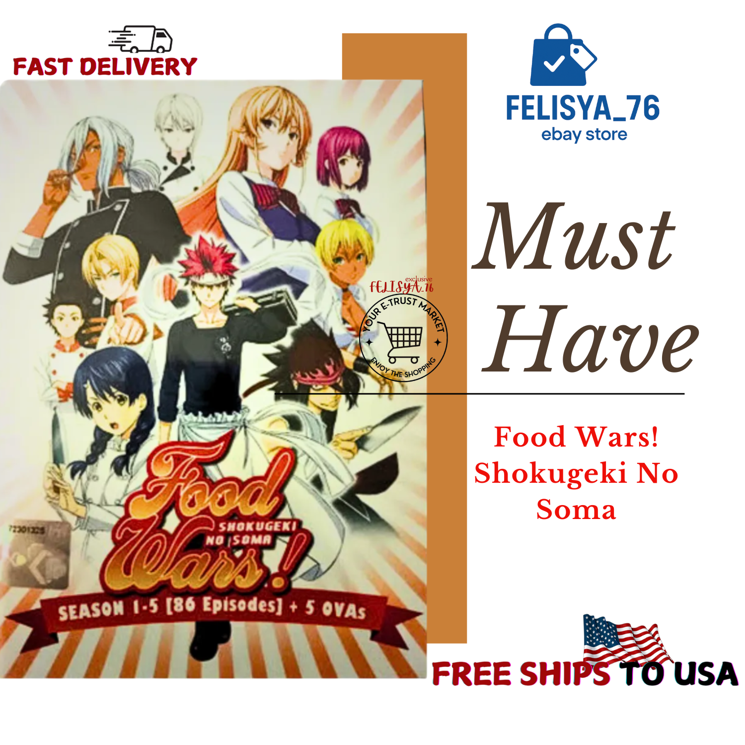 FOOD WARS! SHOKUGEKI NO SOMA (SEA 1-5) -DVD (86 EPS+5 OVA) ENG DUB SHIP FROM US